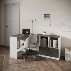 Office desk with document cabinet, Nymphaea Alba/Anthracite