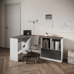 Office desk with document cabinet, Nymphaea Alba/Anthracite