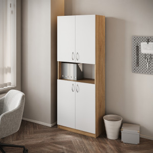 Office cabinet made of chipboard, Sonoma Oak/Nymphaea Alba color, 1800/700/410mm