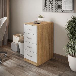 Office cabinet, 4 drawers, 350/520/750mm. (Sonoma Oak/Nymphaea Alba)