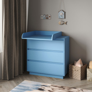 Changing table with three drawers Comfort, 900/450/970mm. (Blue surf)