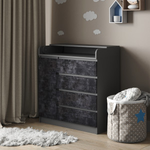 Changing table 900mm 4+1, with removable changing mat (Anthracite/Coal stone)