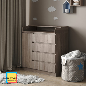 Changing table 900mm 4+1, with removable changing mat (Sonoma Oak Truffle)