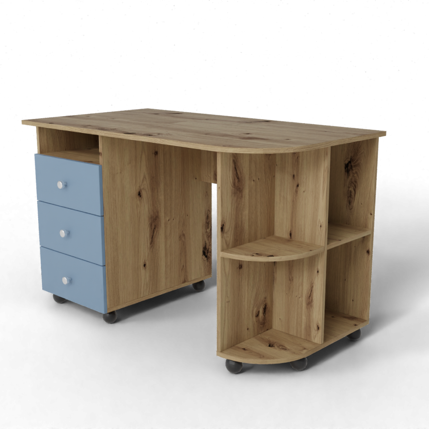 Children's bed Attic, 1900/800mm. (Blue Surf/Artisan Oak)