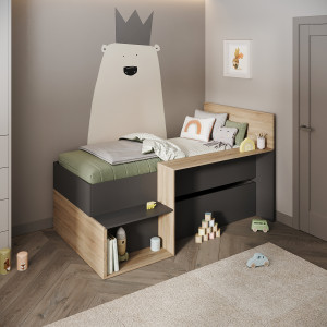 Single bed Labyrinth 2, 1940/1000/650 mm. (Sonoma Oak/Anthracite)