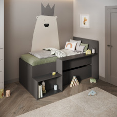 Single bed Labyrinth 2, 1940/1000/650 mm. (Anthracite)