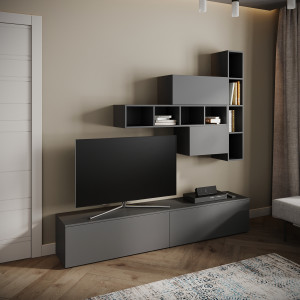 Modern wall in the living room and hall, Anthracite color, 1600*350*350 mm.