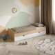 Single bed with pull-out drawers, 1950/860/480mm. (Sonoma Oak/Nymphaea Alba)