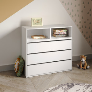Handleless chest of drawers with 3 drawers and two niches, 1000/450/1080mm. (Nymphaea Alba)