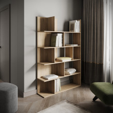 Book and decor rack with 11 compartments, 1100/280/1830mm. (Sonoma oak)