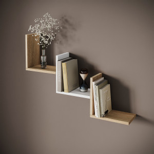 Wall shelf "Step", 600/432/150mm. (Sonoma Oak/Nymphaea Alba)